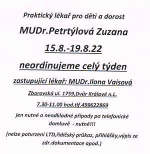 MUDr. Petrtýlová informuje 1