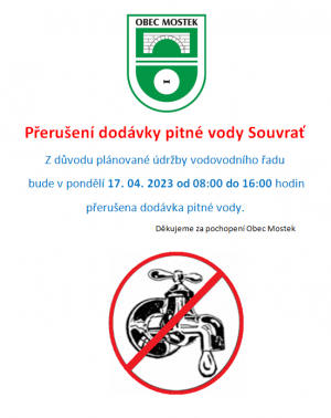 Přerušení dodávky pitné vody Souvrať 1